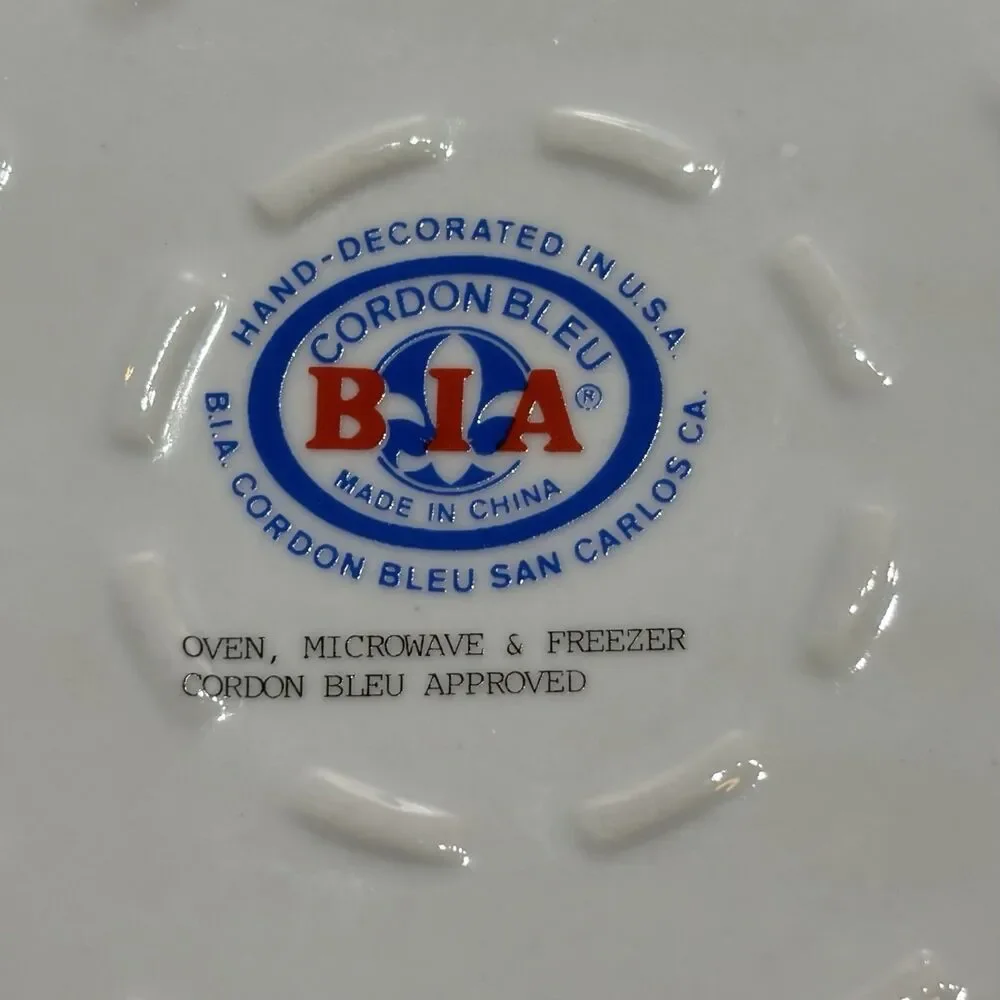 Cordon Bleu BIA 2 Quart Soufflé Dish Casserole Dish Cornflowers Floral Ribbed